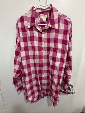 Anthropologie Bennet Pink Buffalo Check Button-Up Shirt -